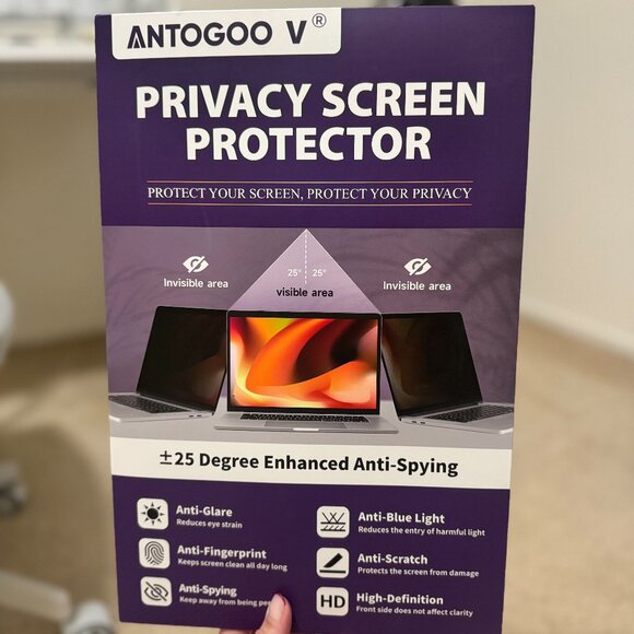 🟣 ANTOGOO V Privacy Screen Protector – 2 Pack (MacBook Air 15.3") 🟣 - Picture 1 of 8